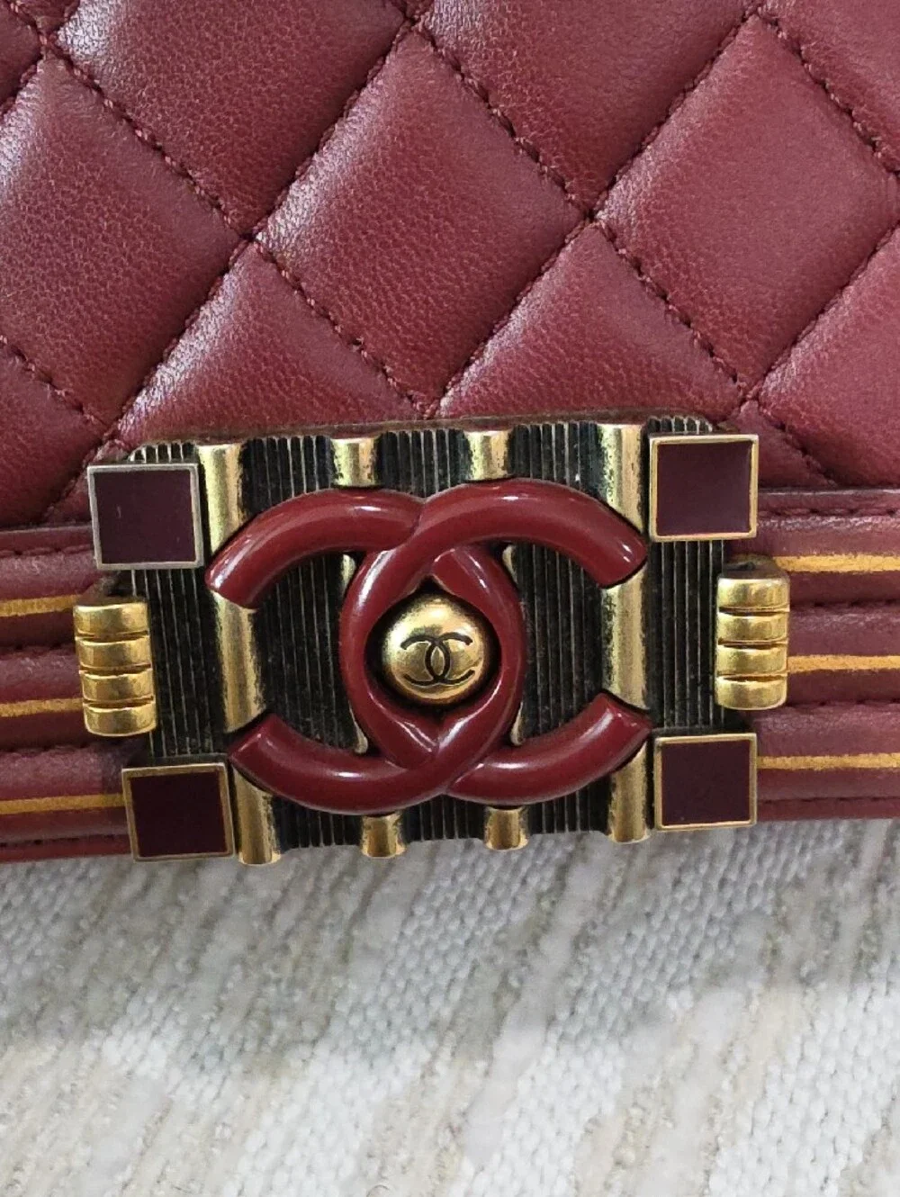 Chanel Boy Quilted Top-Handle Shoulder Bag in Deep Burgundy Small
